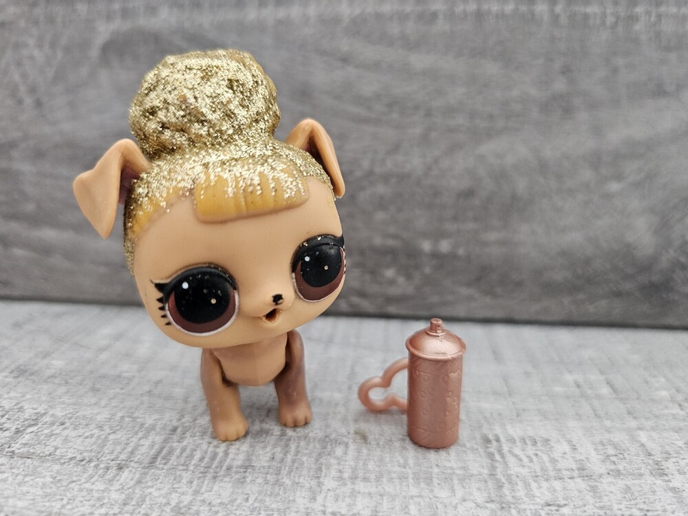 LOL Surprise Doll Pet Queen Bee Puppy Flocked Glitter Gold MGA 3in Poseable Cup